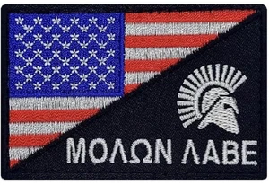 MOLON LABE SPARTAN USA FLAGGE HAKEN Applikation PATCH 2 Stück - Bild 1 von 3