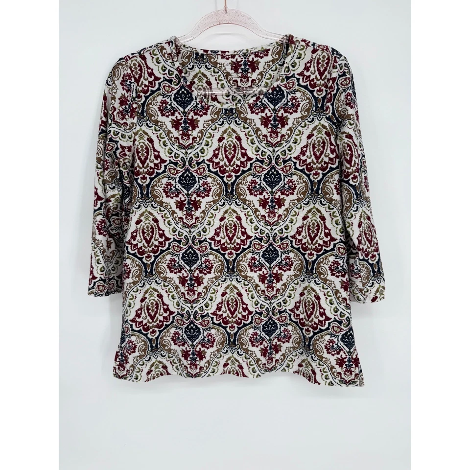 Blusa informal Coral Bay para mujer talla M estampado floral cachemir manga 3/4 Foto 1 de 4