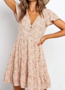 Petal & pup womens size 10 floral mustard short dress - Bild 1 von 13