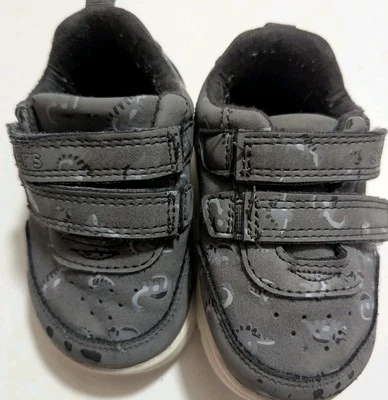 Carter's Baby Boy Shoes 3-5 Months Gray Dinosaur Hook Loop Closure  - Image 1 of 4
