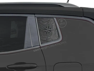 Fits 2017-25 Jeep Compass Rear Side Window Topographic Compass Window Decal Topo Foto 1 de 4