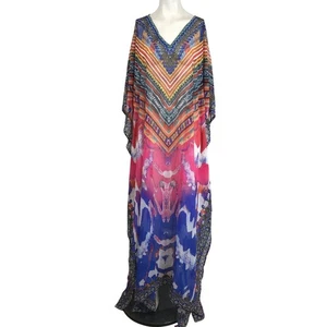 SAKKAS - DAMEN ONE SIZE - ROSA ORANGE - WILDER BEDRUCKT LANG TRANSPARENT COVER UP - Bild 1 von 9