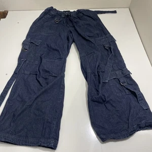 BDG Damen Baggy Cargo Strappy Denim Jeans Dark Wash Größe Small Oversize - Bild 1 von 11