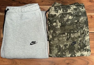 2 Pair Lot XXL NIKE Sportswear Mens Tech Fleece Tapered Jogger Pant GREY & CAMO - Picture 1 of 3