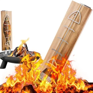 Flammlachsbrett set Edelstahl Buche Feuerschale Flammlachsbretter Lachsbrett - Bild 1 von 7