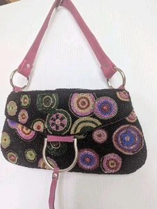 De Colección Christina Cartera Arte con Cuentas de Vidrio Raro Bolso de Hombro Boho Hippie Hada Caprichoso - Imagen 1 de 16