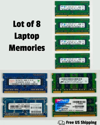 Lot of 8 Laptop Memory RAM 1GB 2GB Hynix Ramaxel Micron Patriot Samsung - Image 1 of 4