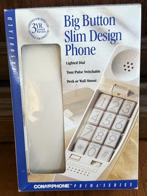 Teclado Iluminado Botón Grande Teléfono Conair Diseño Delgado PR5001ALD Almendra ¡NUEVO! Foto 1 de 4