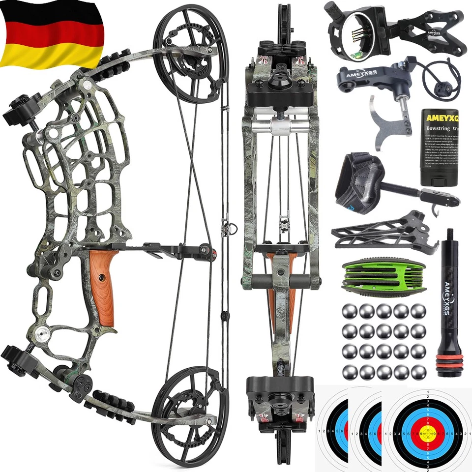 SHAROW 30-60lbs Compoundbogen Set Stahlkugel Pfeil Dual-use Bogenschießen Jagd RH LH