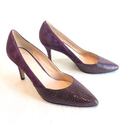 COLE HAAN Women's Purple Suwde And Snakeskin Stiletto Heeled Pumps Size 9.5 - Image 1 of 4