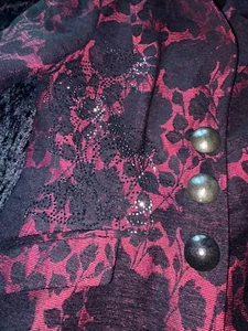 AIRFIELD BROKAT MANTEL GR:40/ 42 NEUW. DARK RED &BLACK  STRASS GOTHIC LONGBLAZER - Bild 1 von 13