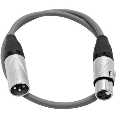 2 Foot Gray XLR to XLR Patch Cable PA/DJ Mic Cord XLRM to XLRF - Image 1 of 3