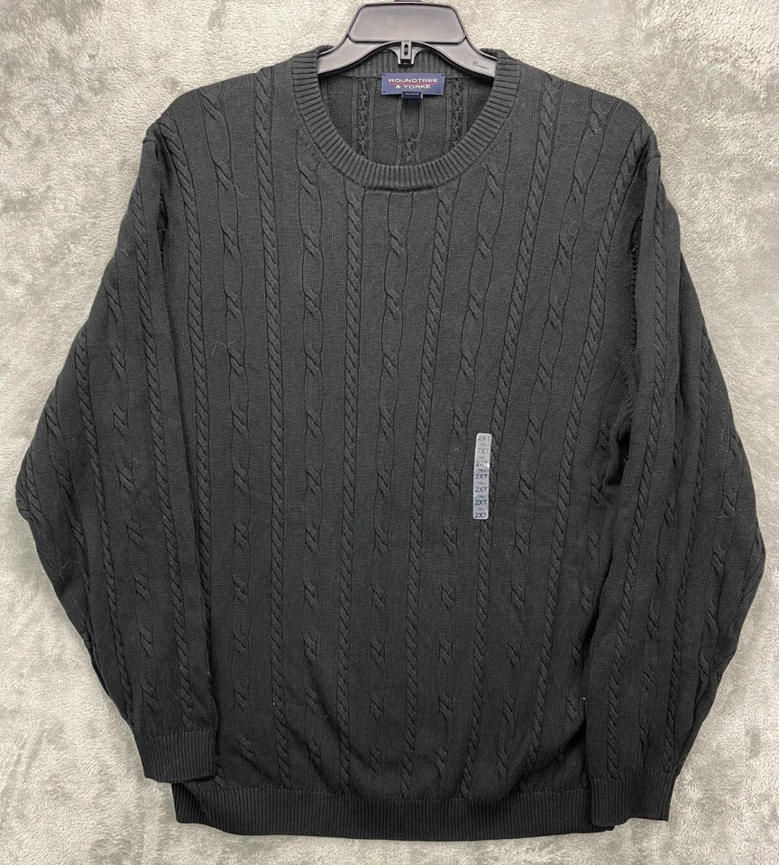 Suéter Pullover Tejido con Cable Roundtree & Yorke Para Hombre 2XLT Negro Manga Larga Nuevo sin Etiquetas Foto 1 de 4
