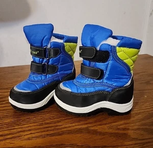 Apakowa Boys Toddlers Snow Boots Fur Lined sz 22 Toddler sz 6 Blue Hook & Loop - Picture 1 of 8