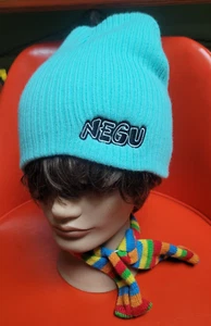 Negu Winter Hat Beanie Blue Adult Size Fight Cancer Jessie Rees Knit Aqua Blue - Picture 1 of 3