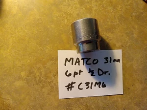Matco Tools C31M6 1/2” Unidad 6Pt 31 mm Métrico Cromo Poco Profundo Enchufe Estándar - Imagen 1 de 3