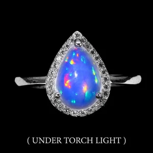 925 Sterling Silver Ring Pear Fire Opal 9x7mm Simulated Cz Gemstone Jewelry 7 - Picture 1 of 10