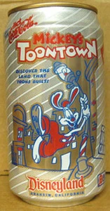 DIET CAFFEINE FREE COCA-COLA MICKEY'S TOONTOWN Soda CAN Disneyland 1992 Grade 1+ - Picture 1 of 4