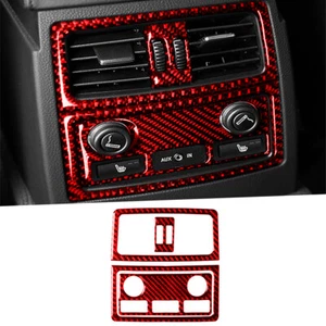 4Pcs Red Carbon Fiber Rear Air Vent Outlet Cover Trim For BMW 5 Series E60 05-10 - Picture 1 of 11
