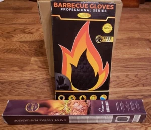 Lot of 2 Arres Barbeque Gloves-Professional Series / AOOCAN GRILL MAT HEAVY DUTY - Picture 1 of 12
