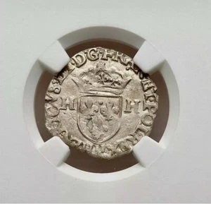 1575-B FRANCE HENRI III AR DOUZAN ROUEN MINT NGC MS62, TOP POP - Picture 1 of 3