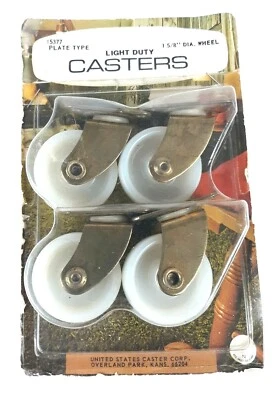 Vintage 4 Light Duty Casters Plate Type 1 5/8" United States Caster Corp. NEW - Изображение 1 из 3