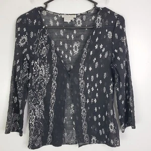Alberto Makali Strickjacke Damen M Crinkle Y2K feminin dunkel kokett Blumen - Bild 1 von 9