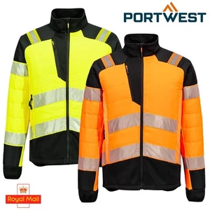 PORTWEST PW3 Hi Vis Hybrid Baffle Jacket Water Resistant Padded Safety Coat T170 - Bild 1 von 9