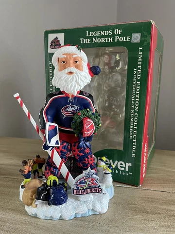 COLUMBUS BLUE JACKETS Goalie Santa Claus Christmas NHL Bobblehead NIB! Cover
