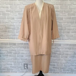 Vintage 80s Leslie Fay Dress Jacket Set Outfit NEW 18 Made in USA Office Career - Picture 1 of 8
