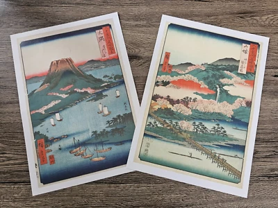 Copias de dos obras maestras de Utagawa Hiroshige, un artista japonés ukiyo-e Foto 1 de 4