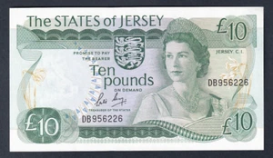 JERSEY P-13b. (1983) 10 Pounds.. Elizabeth 11 Portrait.. Signature 3.. aU-UNC - Picture 1 of 2