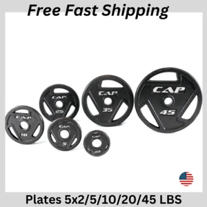 CAP Langhantel Olympia Hantelscheiben Gusseisen Griff /5/10/20/45lb USA (2x5lb) - Bild 1 von 16