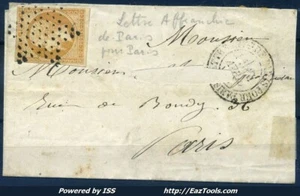 FRANCE EMPIRE N° 13 OBL ETOILE PLEINE + CACHET D9h PARIS POUR PARIS SUR FRAGMENT - Foto 1 di 2