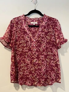 NEW Stitch Fix Top Womens Medium Pink Floral Vacation Travel Resortwear Fairy - Picture 1 of 6