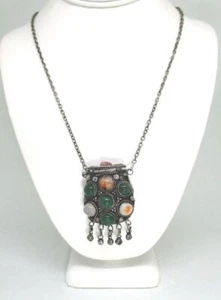 SP Snuff Bottle Pendant Necklace peridot / carnelian / agate / moonstoon - Picture 1 of 7