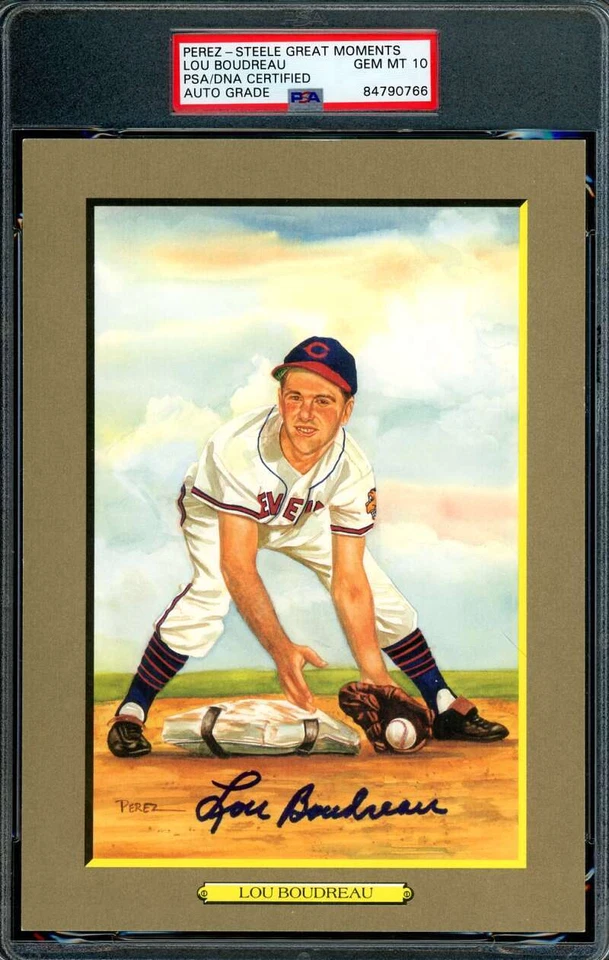 Tarjeta postal Lou Boudreau Gem Mint 10 PSA ADN certificado de autenticidad firmada por Pérez Steele Great Moments  Foto 1 de 1