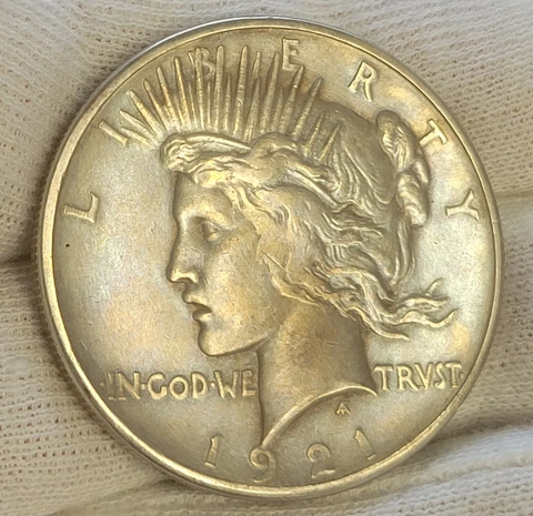 1921-P $1 Peace Dollar *HIGH GRADE & SHARP*  Cleaned @CHEAP@ TONING NICELY!! Cover