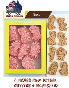 8 pcs Kids PAW PATROL Cookie Cutter, biccie biscuit mold, Baking Embosser Set - Picture 1 of 9