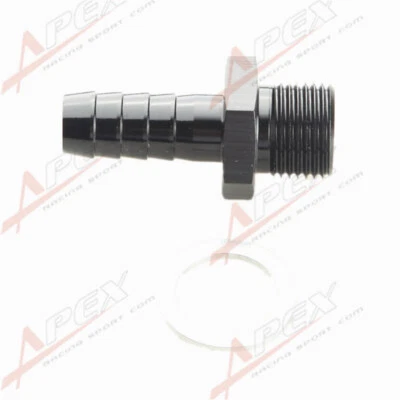 Male M12x1.5 To 1/2" (12.7mm) Straight Hose Barb Adapter Bosch 044 Black - Image 1 of 4
