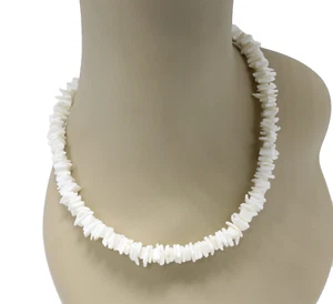 Nuova Collana Conchiglia Puka Mare Chippata 18" Stile Isola Hawaiiana #N1050 - Foto 1 di 3