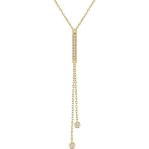 Juego de bisel en Y barra de diamantes Lariat 1/10 ctw amarillo o blanco oro 14K   - Imagen 1 de 5