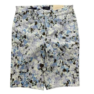 NYDJ Women’s Sz 4 Briella Floral Denim Short Blue 10.5 Inseam Stretch NWT - Picture 1 of 8