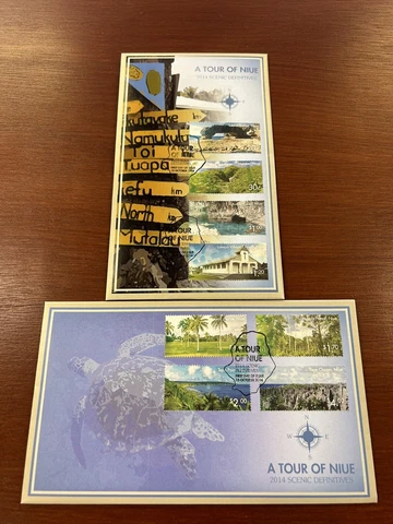 Niue Stamps 2014 FDC Scenic Definitives Tour of Niue Landscapes 8v on 2 Covers Cover