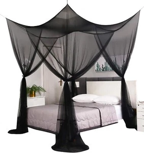 4-Corner Mosquito Net Queen King Size Canopy Bed Curtain Stopping Fly Insect AUS - Picture 1 of 20