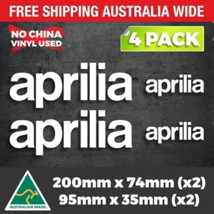 4 x Aprilia sticker decals Fuel Tank RSV4 Race Fairing Swing Arm Cowl Window Car - Picture 1 of 7
