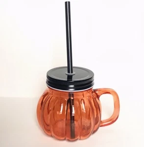 π NEW HALLOWEEN NOVELTY GLASS PUMPKIN TUMBLER WITH STRAW π - Picture 1 of 7