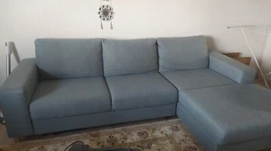 Ecksofa mit Schlaffunktion blaugrau (ca.250x155 ausgeklappt) mit Staurraum - Bild 1 von 3
