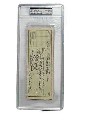 Jake LaMotta "Raging Bull" HOF 1956 Signed Check Boxing PSA/DNA Certified Auto - Image 1 of 4