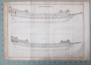 1802 PRINT CHARNOCK MARINE ARCHITECTURE GALEZABRA SECTIONAL PLAN ELEVATION - Picture 1 of 3